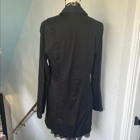 Free People NWOT Black Button-Up Long Sleeve Shirt Dress Medium - Picture 5 of 6